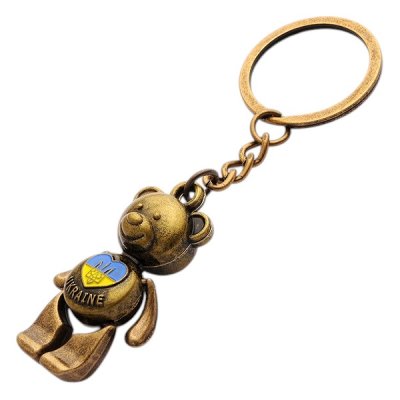 Брелок металевий – Ведмедик з рухомими лапами (золото)