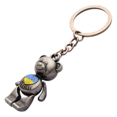 Брелок металевий – Ведмедик з рухомими лапами (срібло)