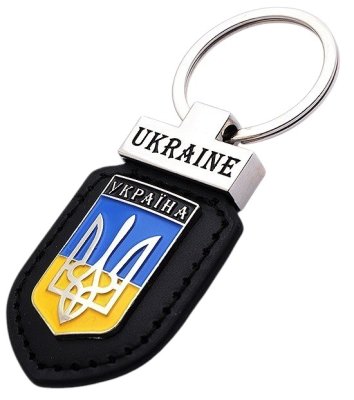 Брелок екошкіра – Герб Ukraine (чорний)