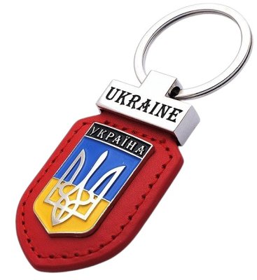 Брелок екошкіра – Герб Ukraine (червоний)