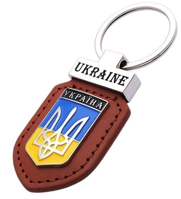 Брелок екошкіра – Герб Ukraine (коричневий)