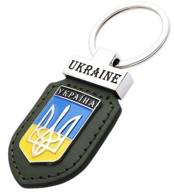 Брелок екошкіра – Герб Ukraine (хакі)