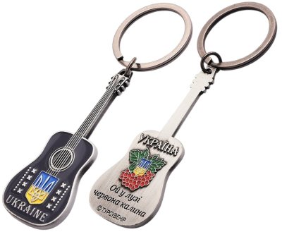 Брелок металевий – Гітара Ой у лузі червона калина (чорна)