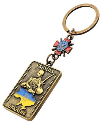 Брелок металевий – Оберіг з Богородицею з підвіскою (золото)