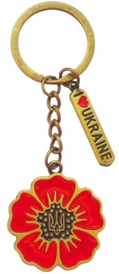 Брелок металевий – Мак з гербом (золото)
