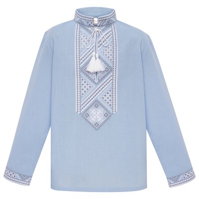 Вишиванка для хлопчика Колос - Яблуневий цвіт (блакитна) 134