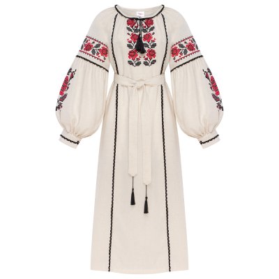 Сукня вишиванка Колос - Королева квітів (беж) 44