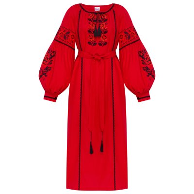 Сукня вишиванка Колос - Королева квітів (червона) 42 Сукня вишиванка Колос - Королева квітів (червона) 42