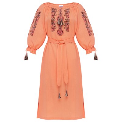 Сукня вишиванка Колос - Серпанок (персиковий) 44 Сукня вишиванка Колос - Серпанок (персиковий) 44