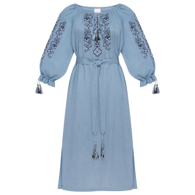 Сукня вишиванка Колос - Серпанок (сіро-голубий) 44 Сукня вишиванка Колос - Серпанок (сіро-голубий) 44