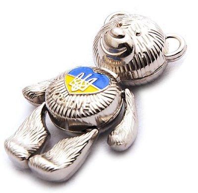 Магніт Ведмежа з рухомими лапами, світло-срібний, металевий
