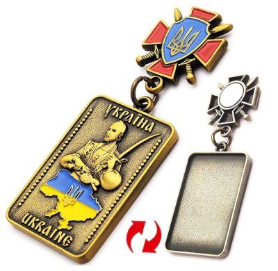 Магніт Козацький хрест з підвіскою, золотий, металевий