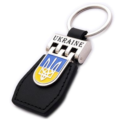 Брелок Герб, з рухомим елементом, чорний, екошкіра