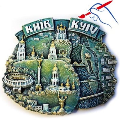 Полікерамічний магніт Карта Києва, патина