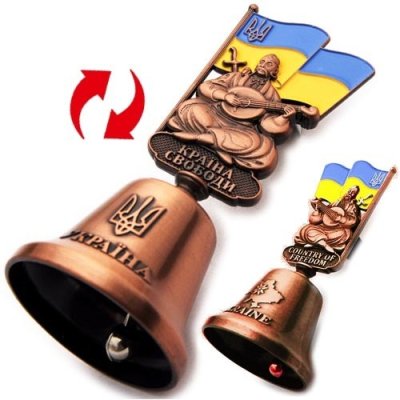 Дзвіночок Козак Мамай з прапором (бронза)